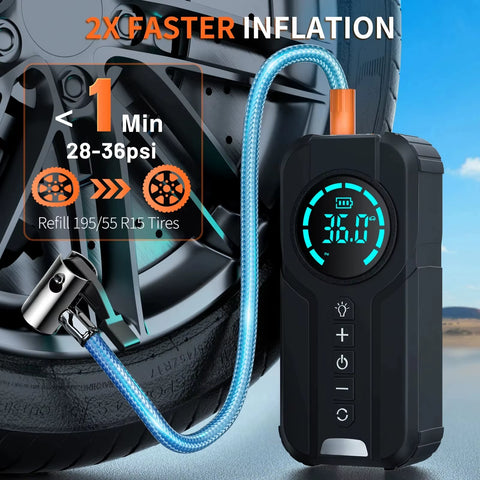 Car Jump Starter Air Pump 150PSI Air Compressor 2000A Jump Starter Power Bank Lighting Battery Starters Auto Tyre Inflator