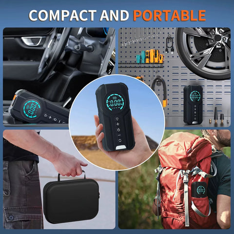 Car Jump Starter Air Pump 150PSI Air Compressor 2000A Jump Starter Power Bank Lighting Battery Starters Auto Tyre Inflator